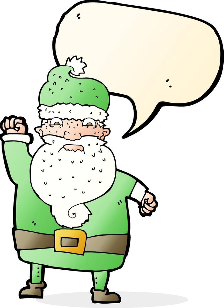 tekenfilm boos de kerstman claus met toespraak bubbel vector