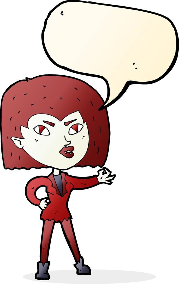 tekenfilm vampier meisje met toespraak bubbel vector