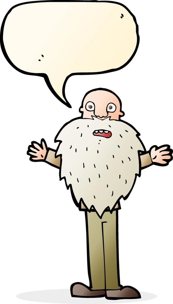 tekenfilm gebaard oud Mens met toespraak bubbel vector