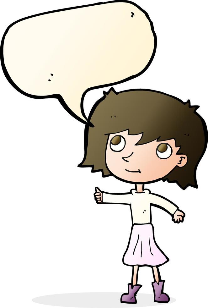 tekenfilm gelukkig meisje met toespraak bubbel vector