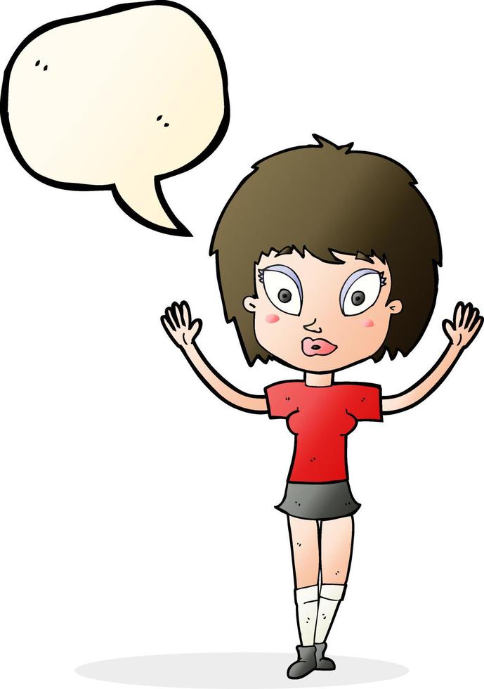 tekenfilm mooi meisje met toespraak bubbel vector