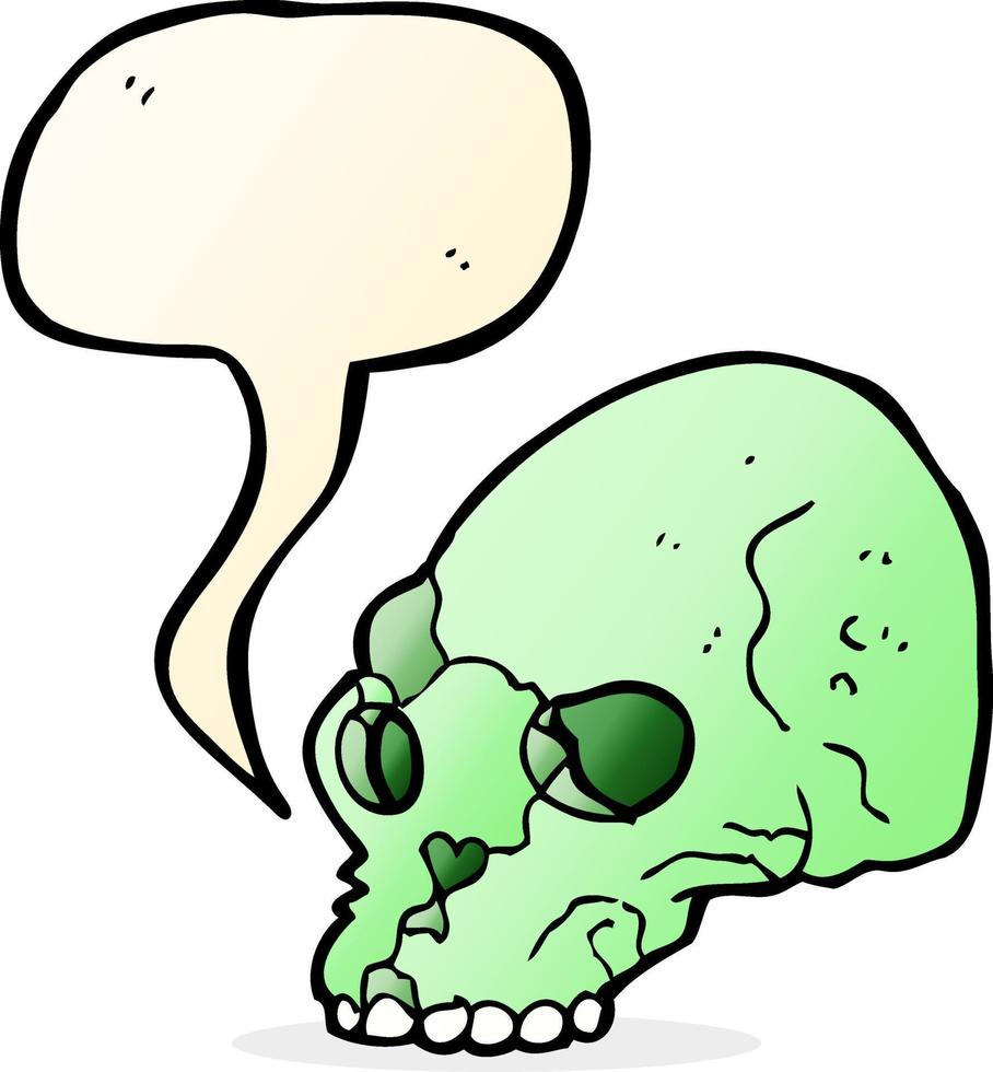 tekenfilm spookachtig schedel met toespraak bubbel vector