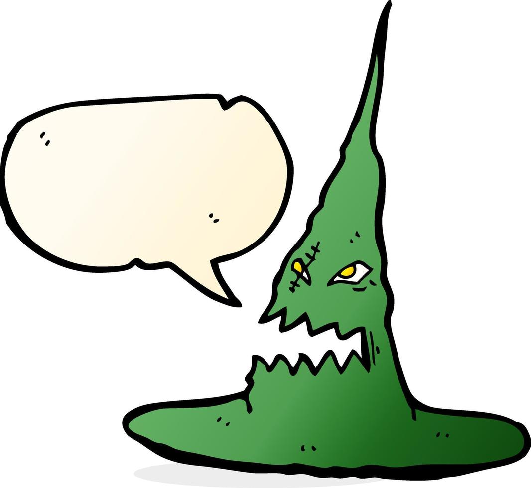 tekenfilm spookachtig heksen hoed met toespraak bubbel vector