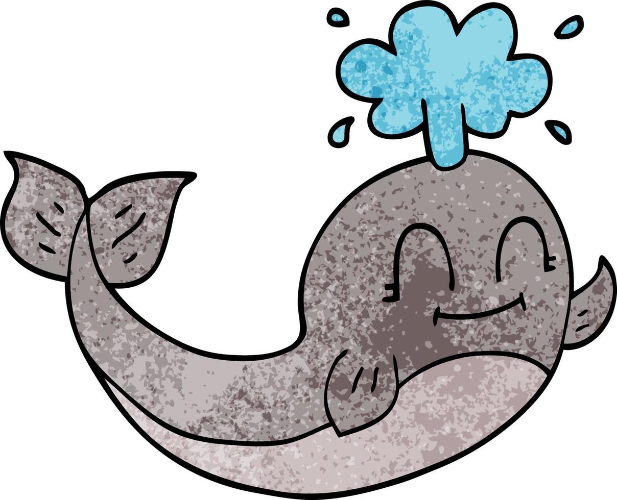 cartoon doodle van een gelukkige walvis vector