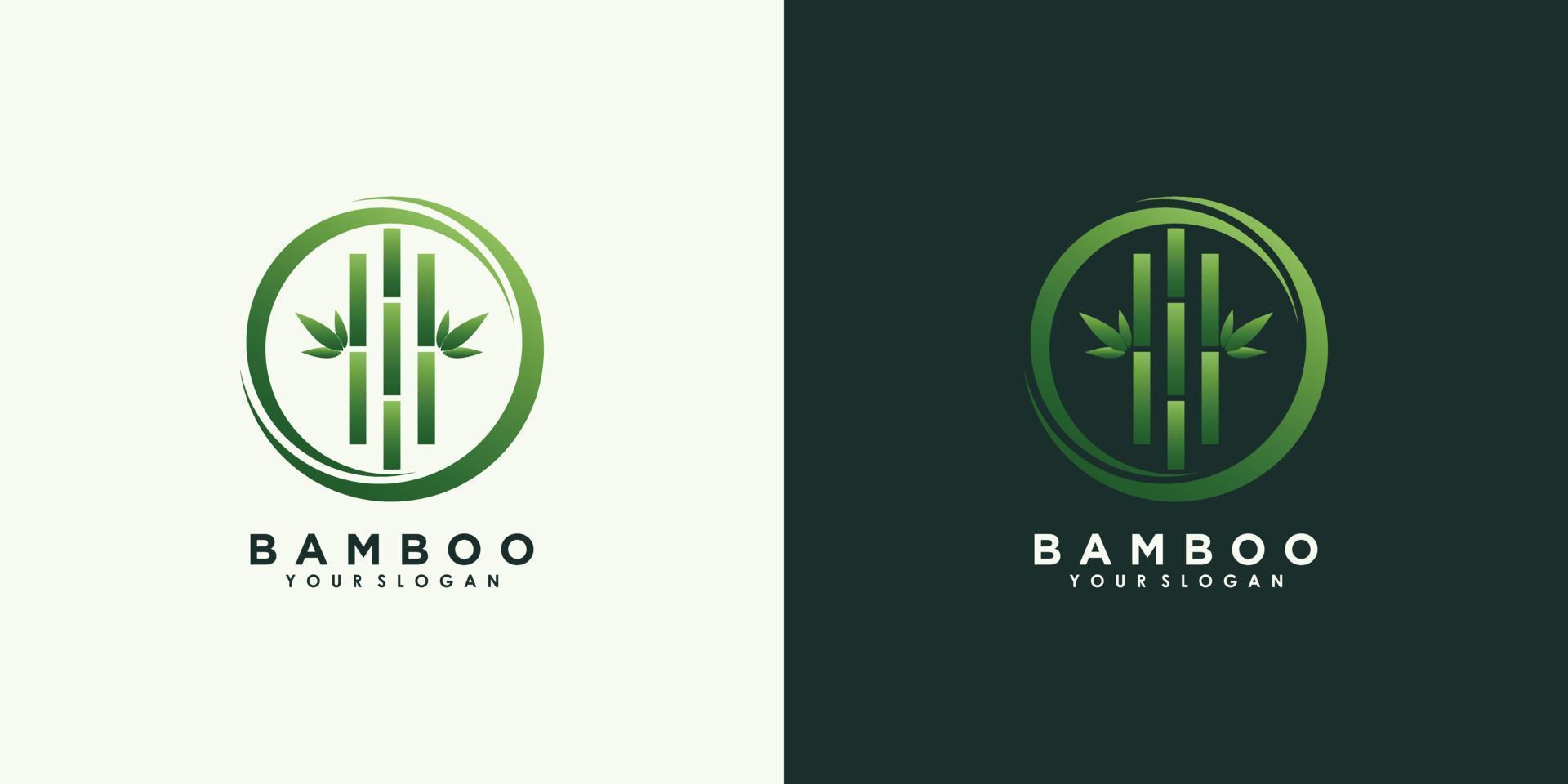 bamboe en blad logo ontwerp met creatief concept premie vector