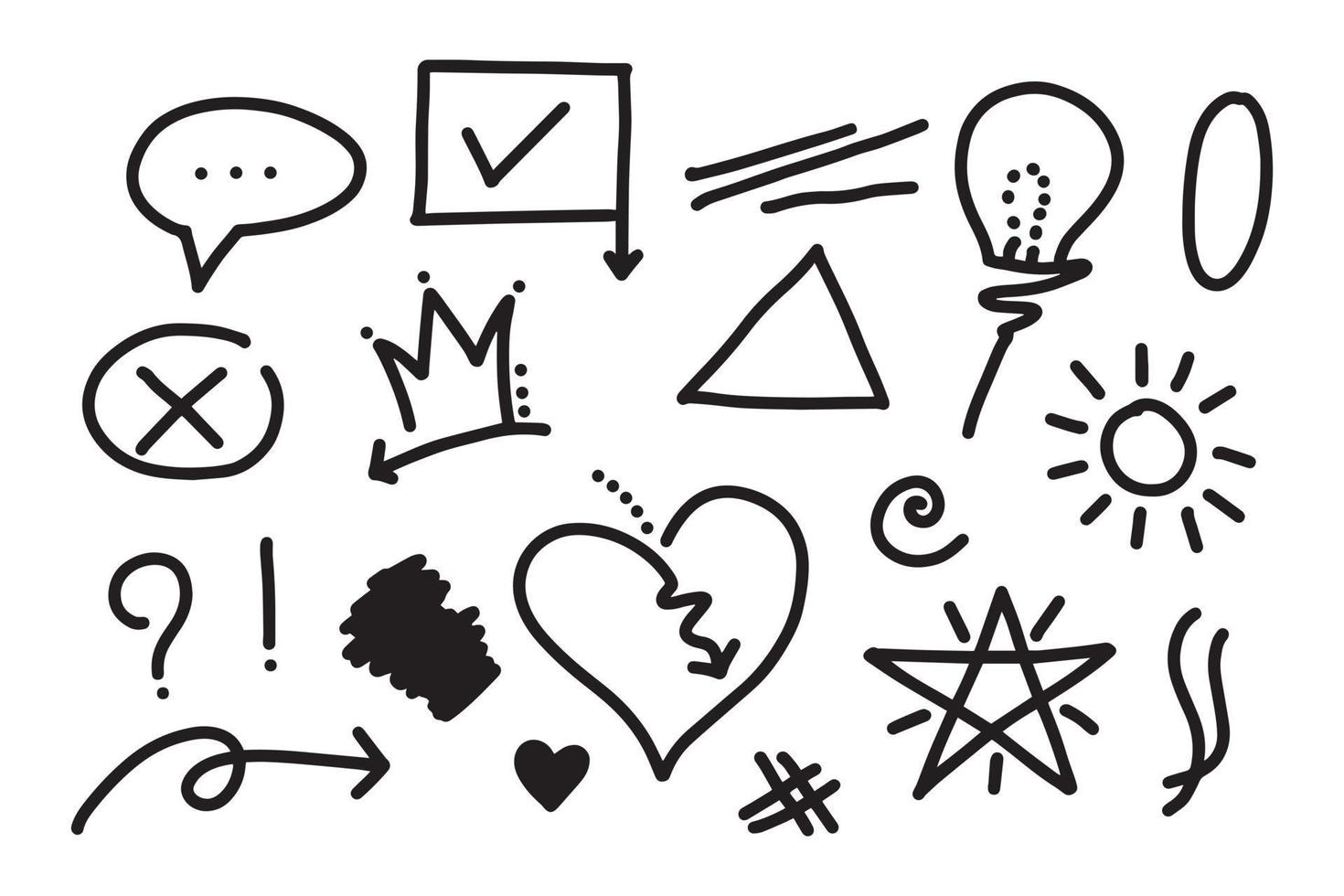 doodle element vector set, voor conceptontwerp.