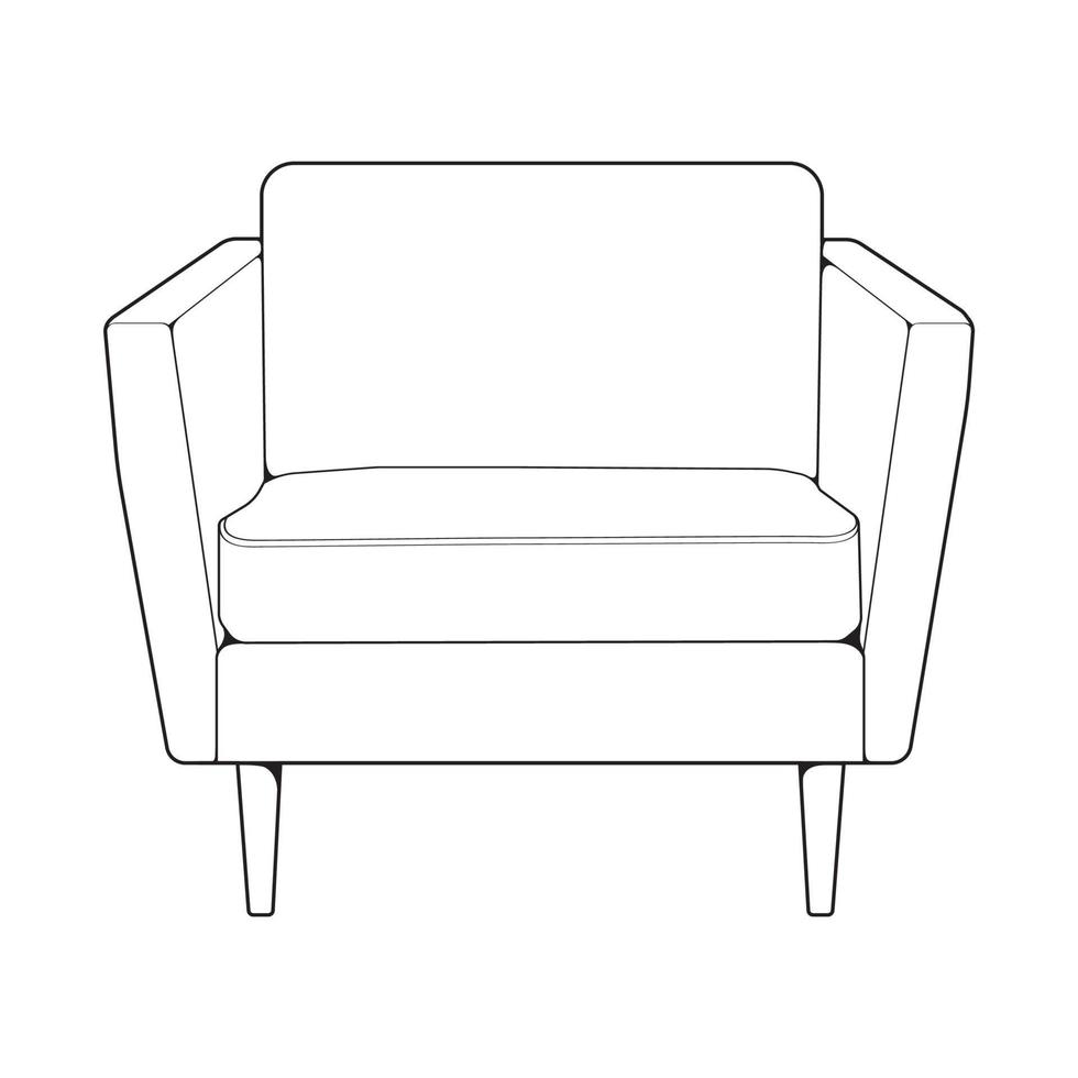 sofa of bankstel lijn kunst illustrator. schets meubilair voor leven kamer. vector illustratie.