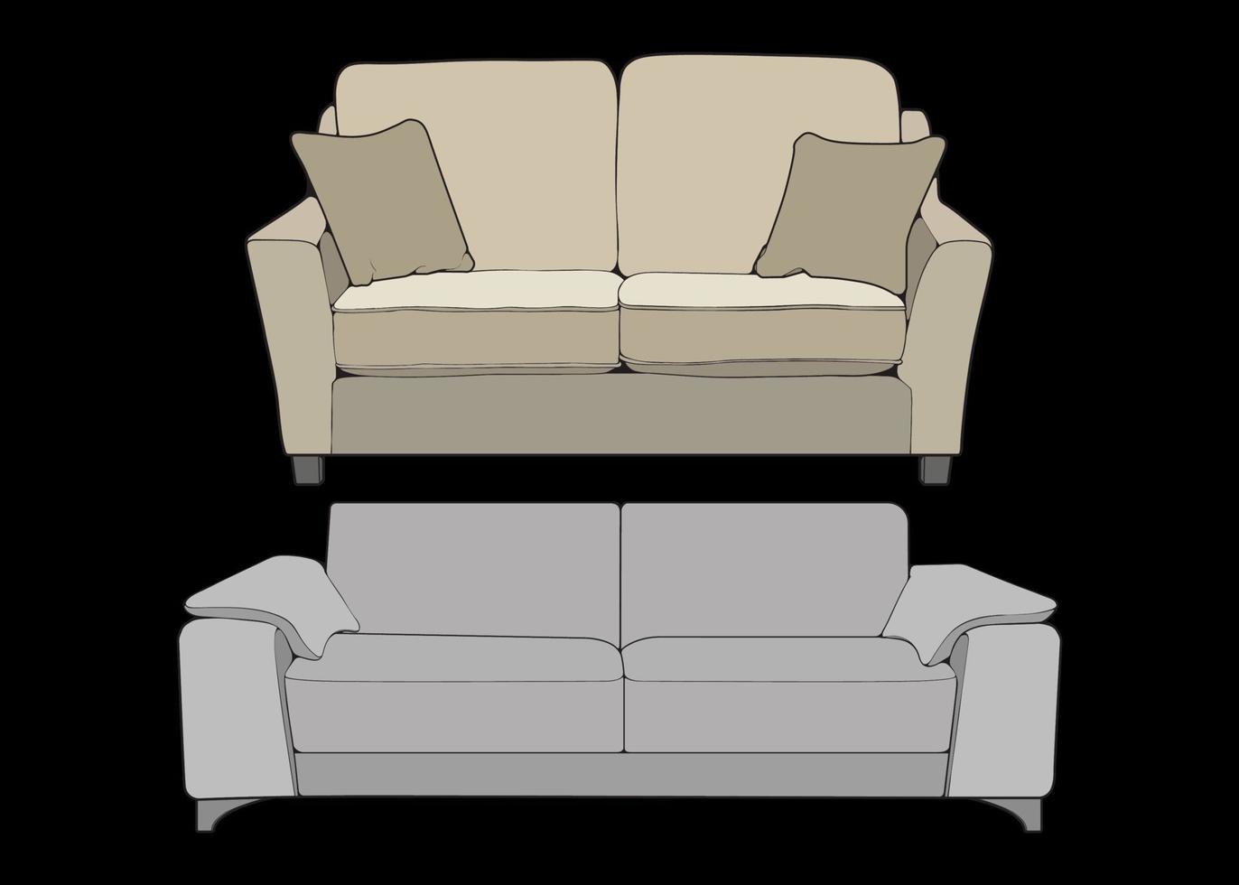 sofa of bankstel kleur blok illustrator. kleur blok meubilair voor leven kamer. vector illustratie.