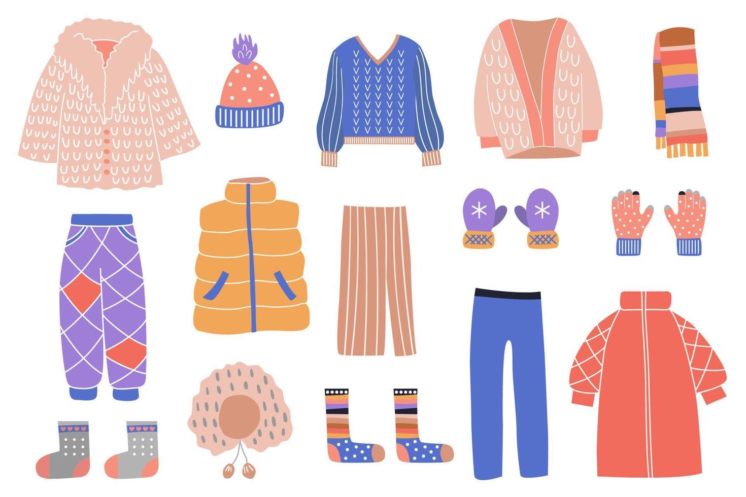 winter kleding set. vector illustratie