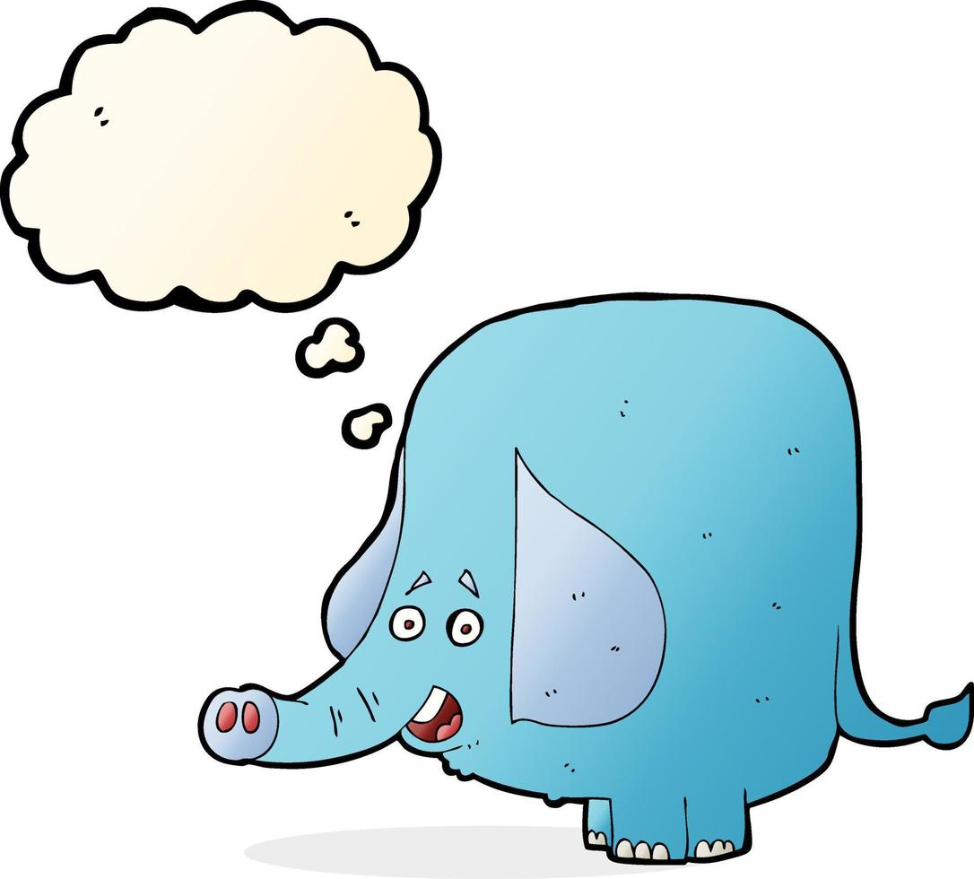 tekenfilm grappig olifant met gedachte bubbel vector