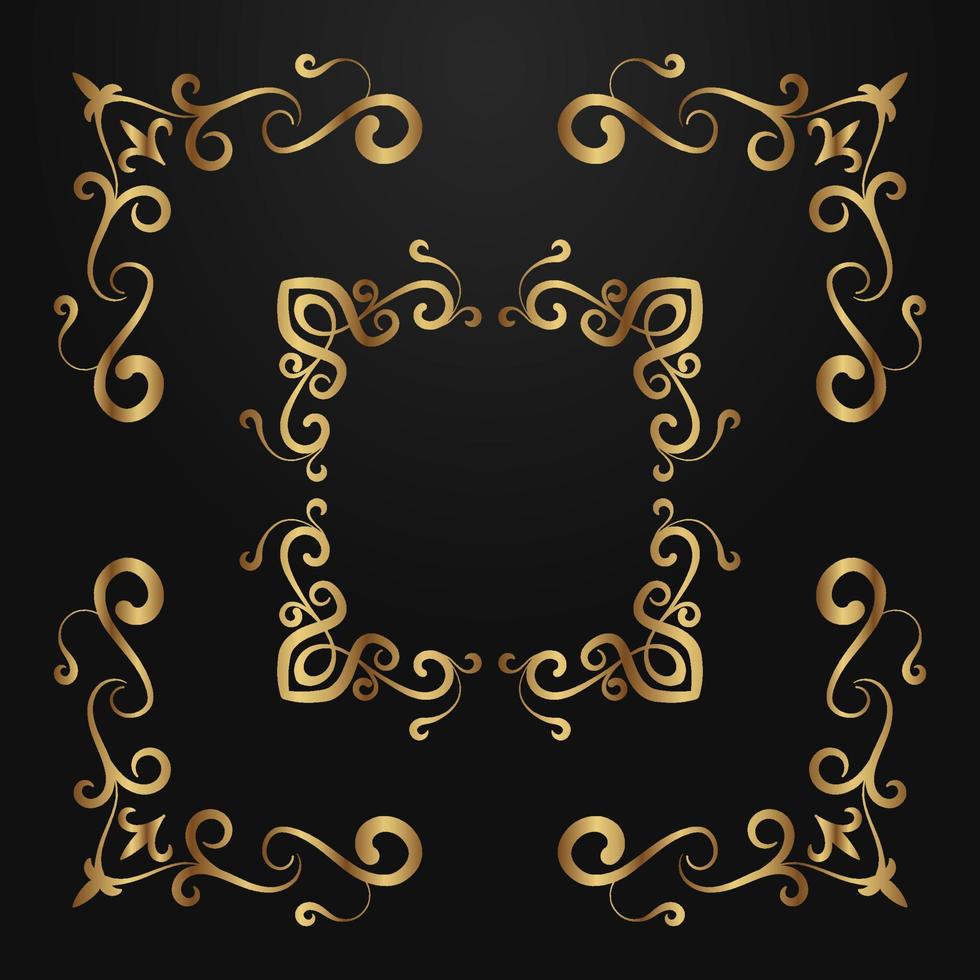 reeks van wijnoogst goud kader, grens ornament vector