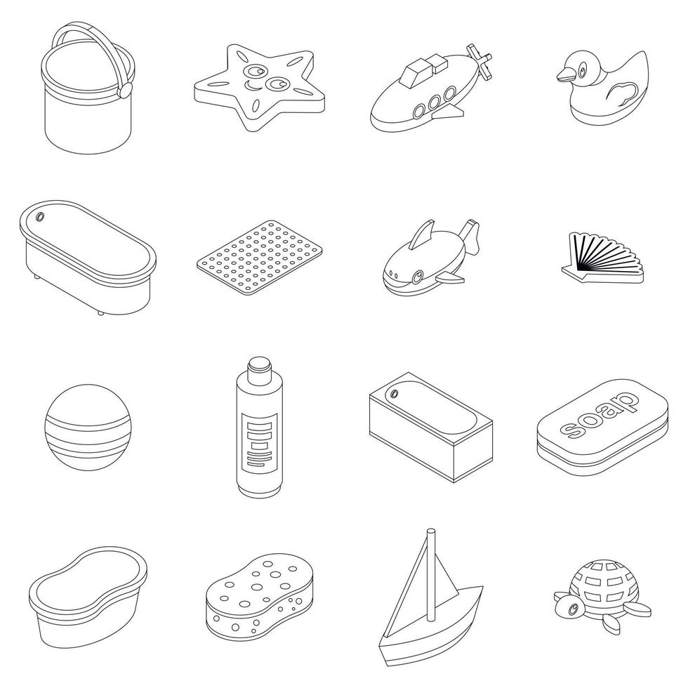 bad speelgoed pictogrammen reeks vector schets