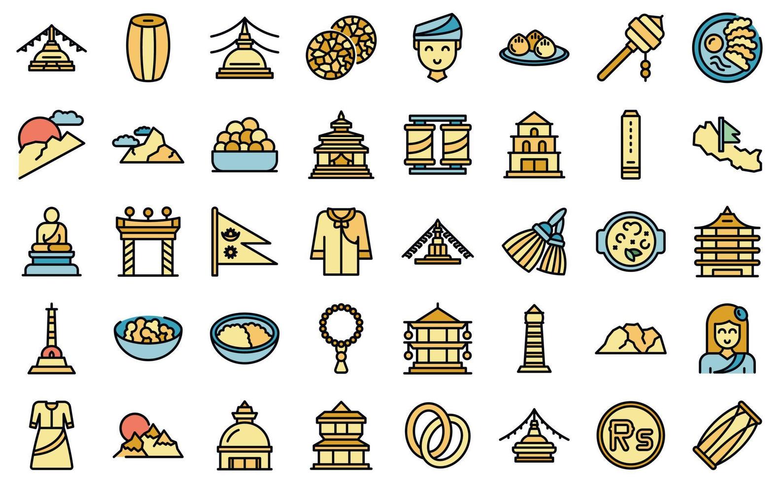 Kathmandu pictogrammen reeks vector vlak