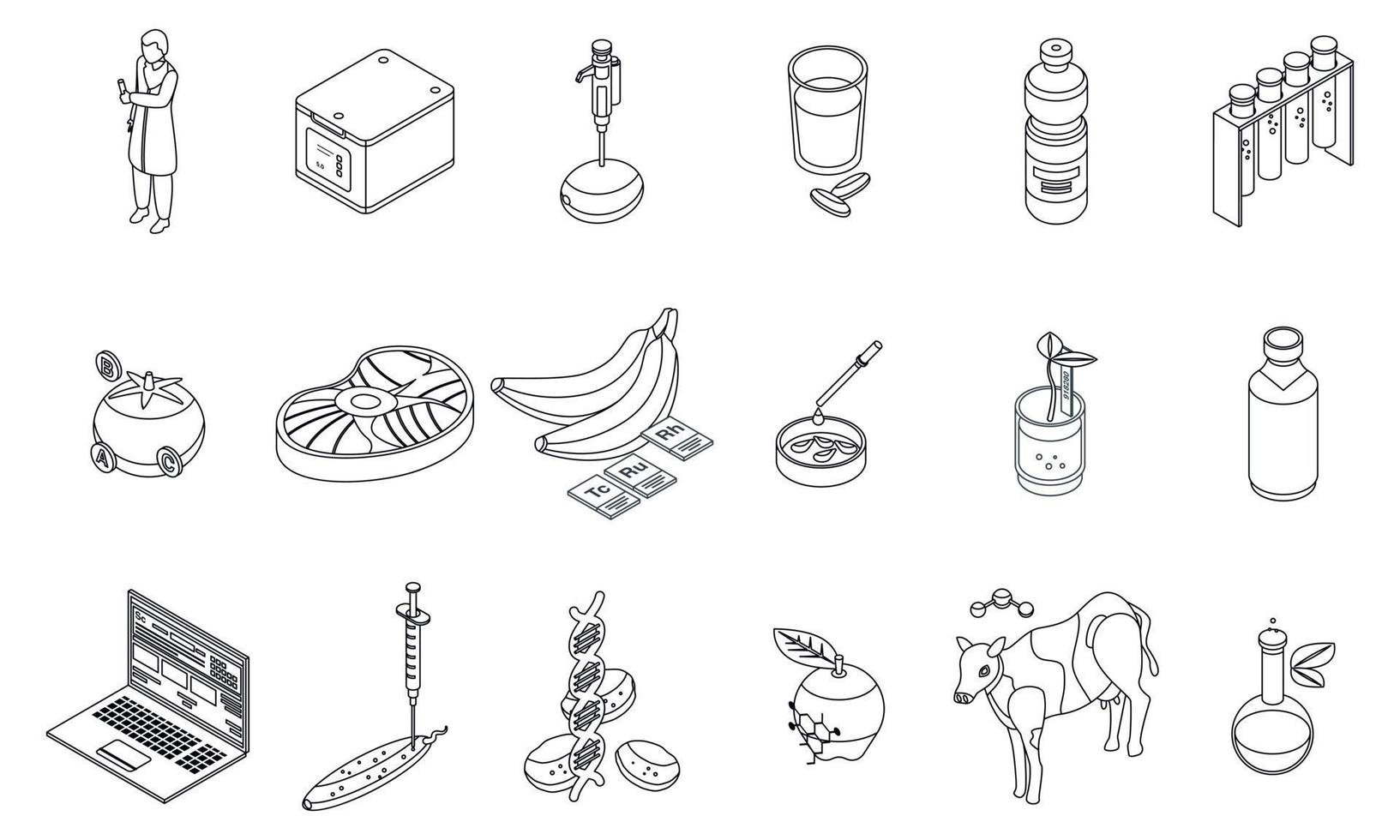 ggo voedsel pictogrammen reeks vector schets