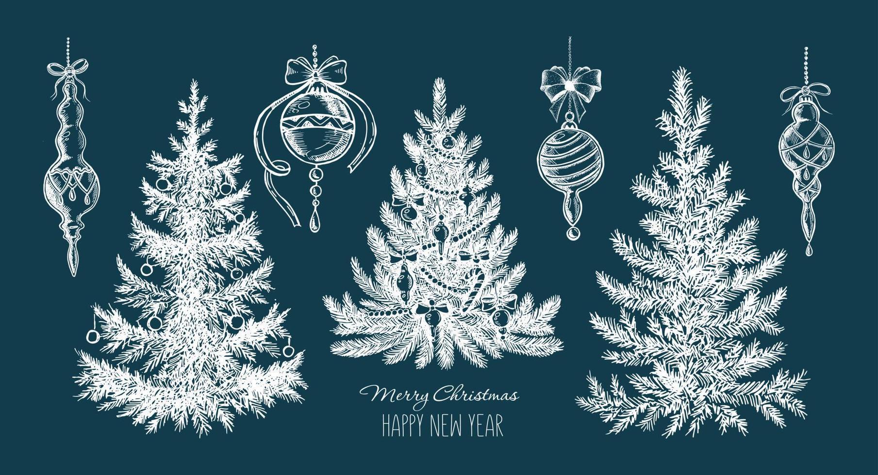 kerstboom hand getekende illustratie vector