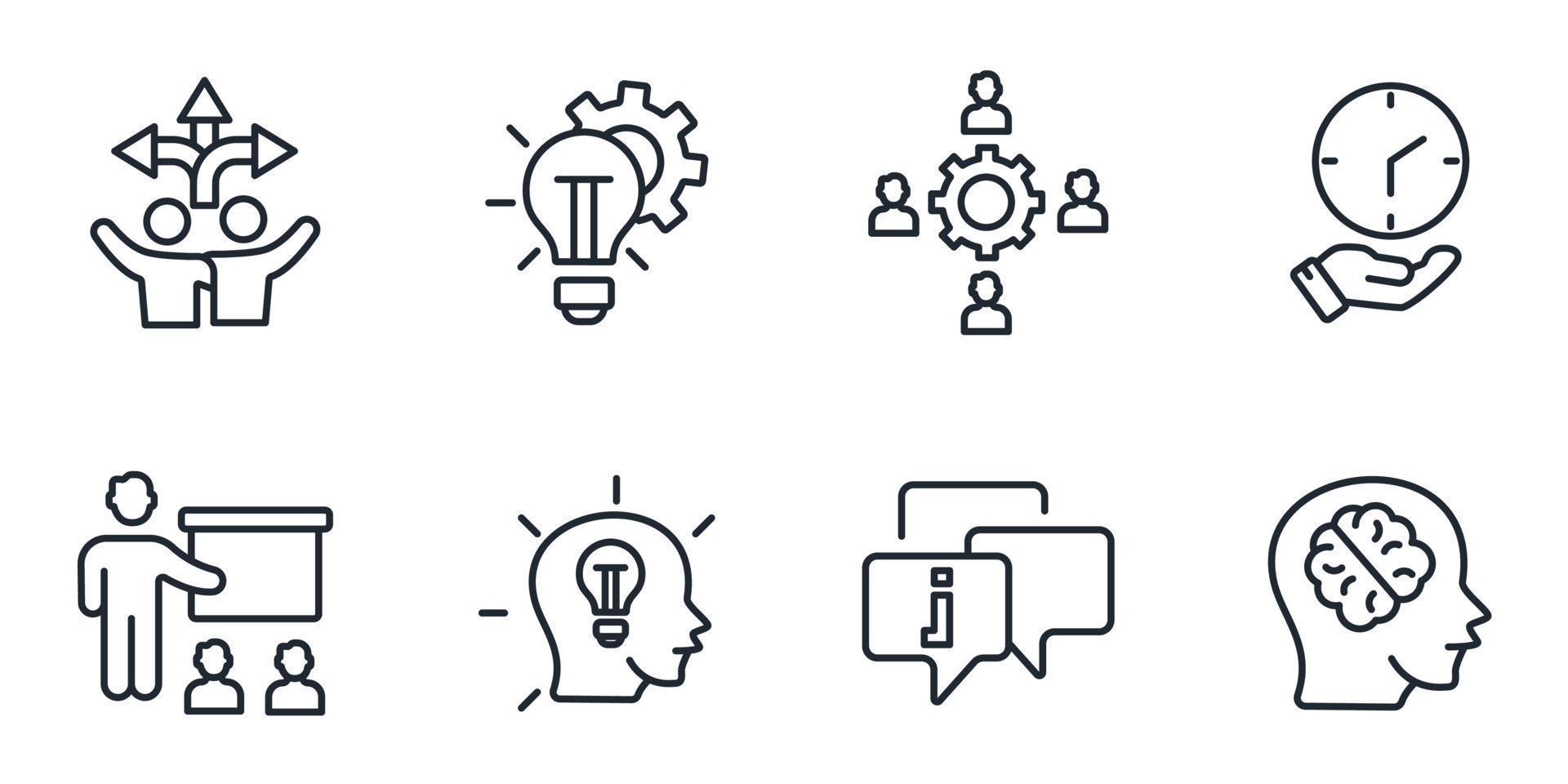 begeleiding pictogrammen reeks . begeleiding pak symbool vector elementen voor infographic web