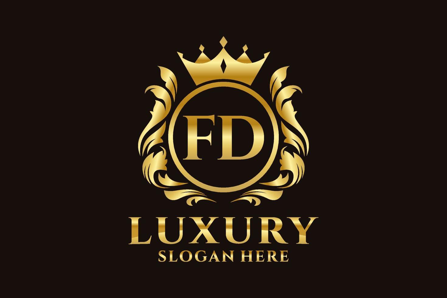 eerste fd brief Koninklijk luxe logo sjabloon in vector kunst voor luxueus branding projecten en andere vector illustratie.