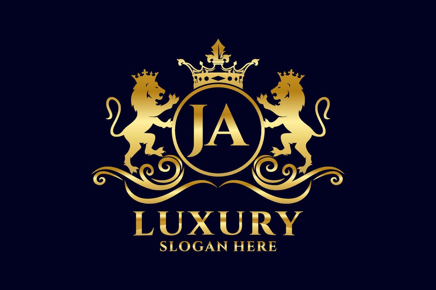 eerste ja brief leeuw Koninklijk luxe logo sjabloon in vector kunst voor luxueus branding projecten en andere vector illustratie.