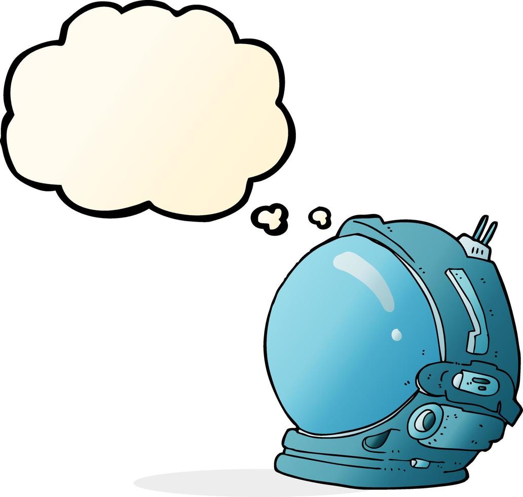 tekenfilm astronaut helm met gedachte bubbel vector