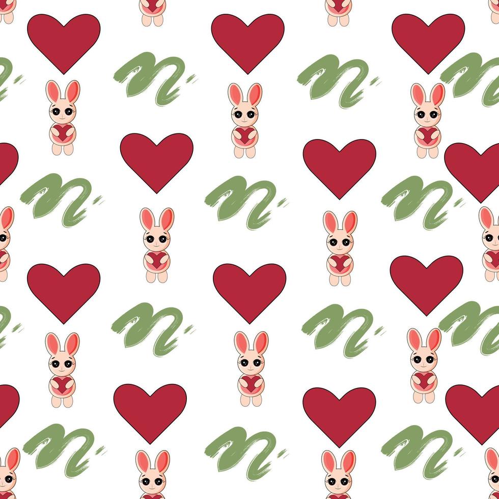 naadloos patroon met konijn tekenfilms vector