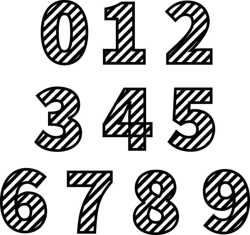 diagonalen streep lijnen getallen icoon. zwart getallen met helling diagonaal lijnen. vlak stijl. vector