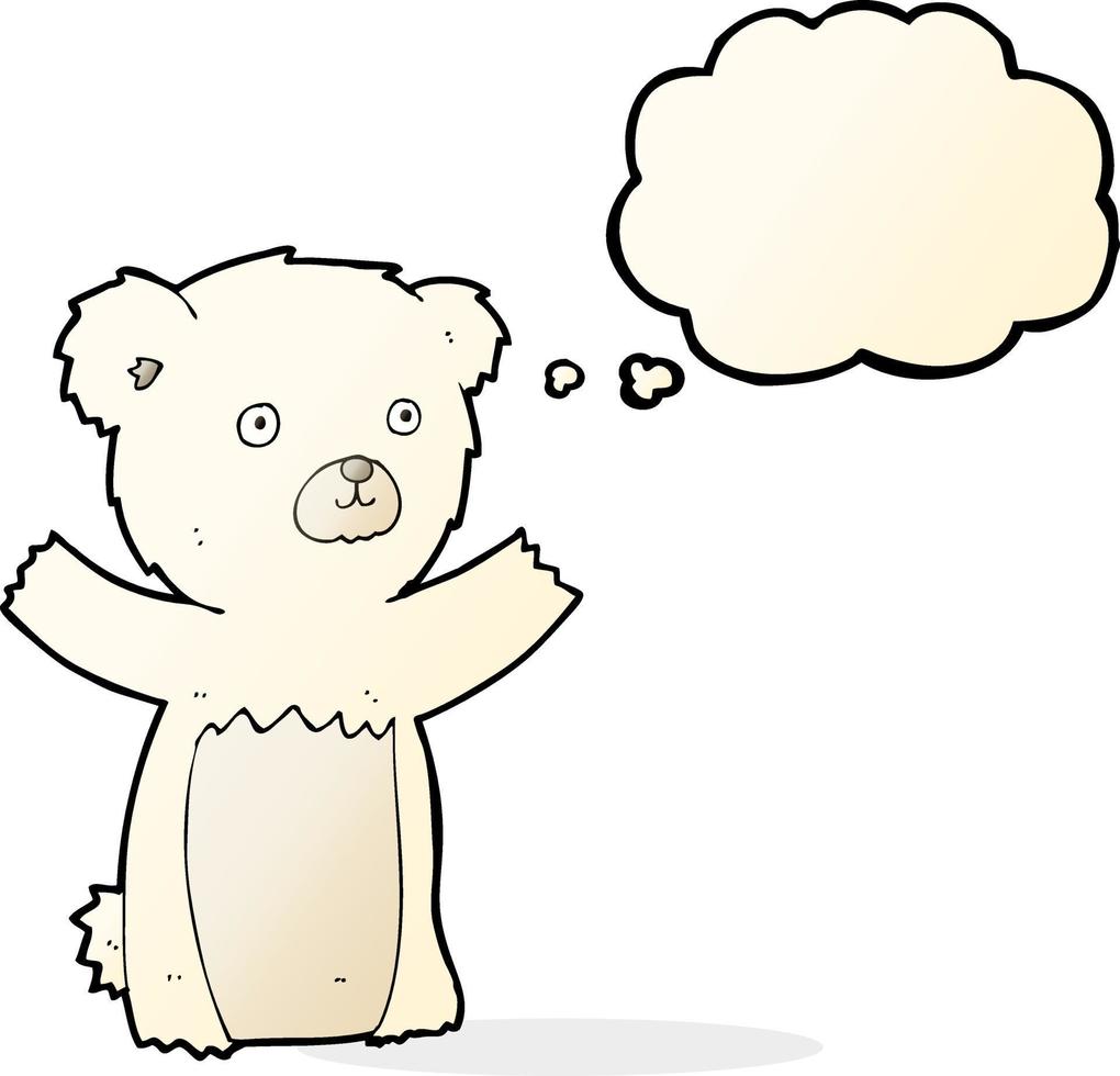 schattig tekenfilm polair beer met gedachte bubbel vector