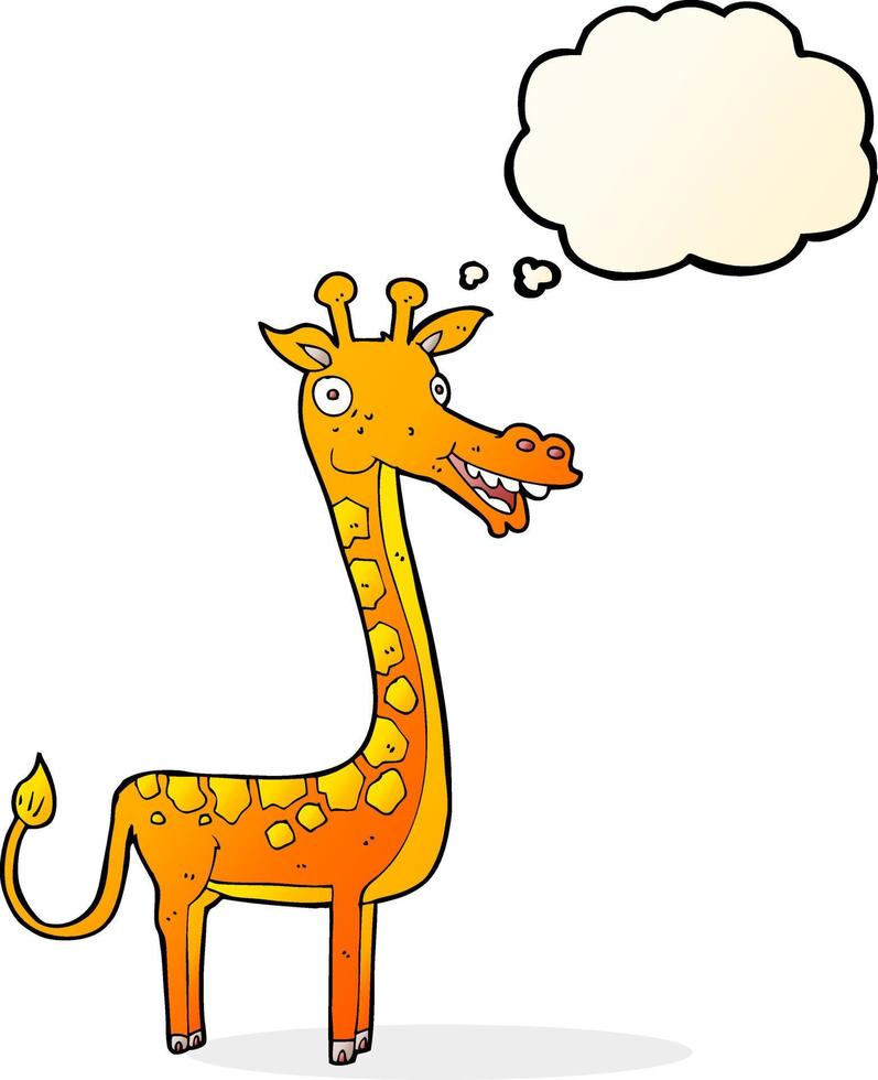 tekenfilm giraffe met gedachte bubbel vector