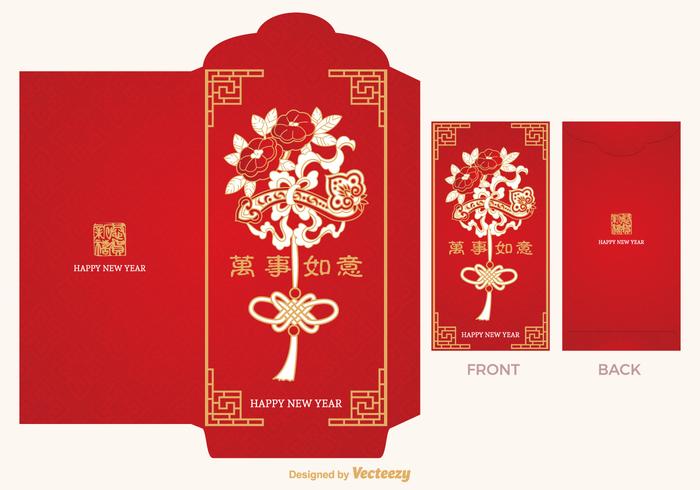 Gratis Chinese Red Packet Vector Sjabloon