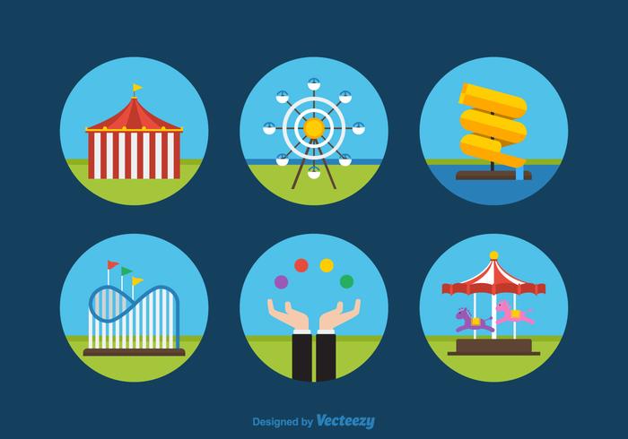 Gratis Flat Amusement Park Vector Pictogrammen