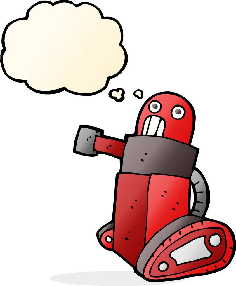 tekenfilm tank robot met gedachte bubbel vector