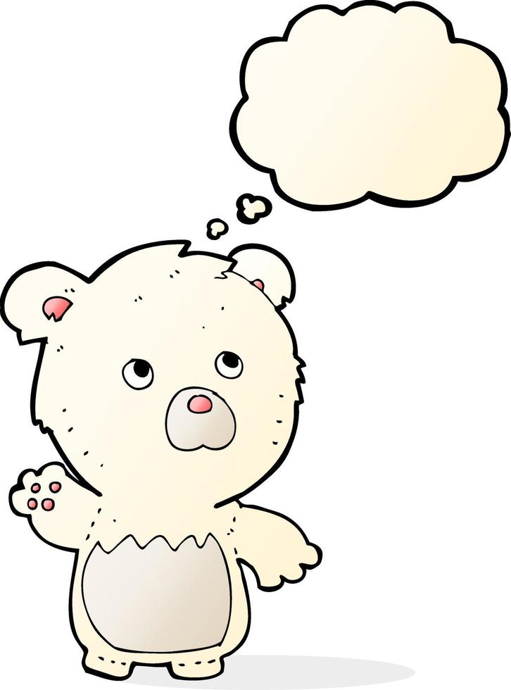 tekenfilm polair teddy beer met gedachte bubbel vector
