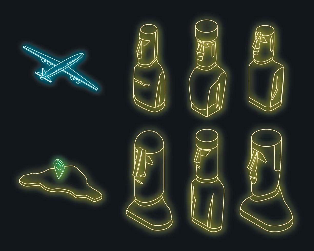 paaseiland pictogrammen instellen vector neon
