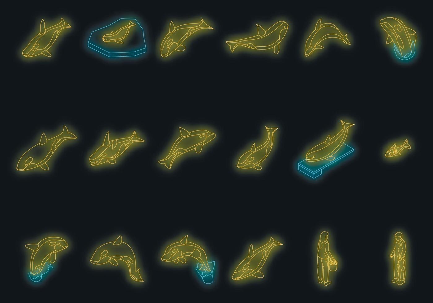 orka pictogrammen instellen vector neon