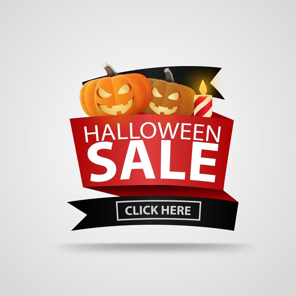 halloween verkoopbanner met hefboom-o-lantaarns en kaars vector