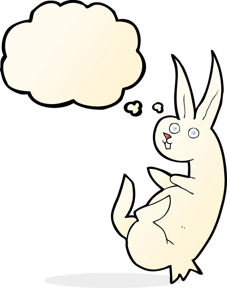 keu tekenfilm konijn met gedachte bubbel vector