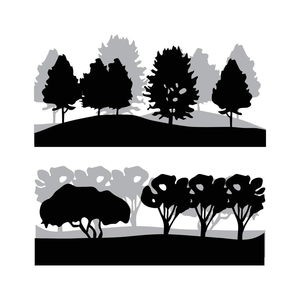 bomen zwart en wit schaduwen vector