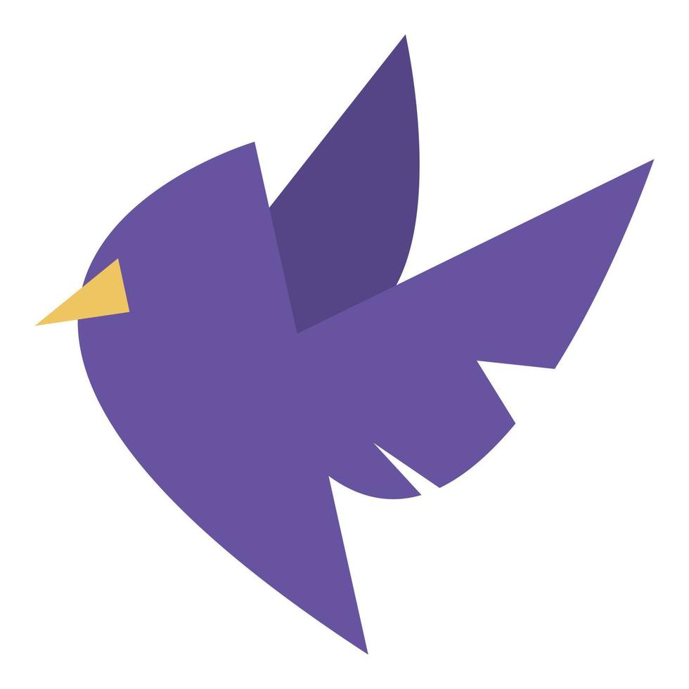 vliegend Purper vogel icoon. tekenfilm stijl, tekening, schattig karakter. logo's. dier, gevogelte, gemakkelijk concept, enz. vlak vector