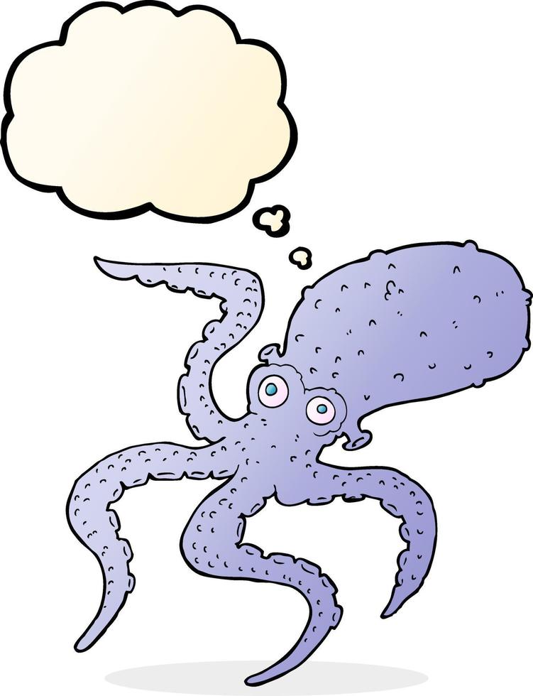tekenfilm Octopus met gedachte bubbel vector