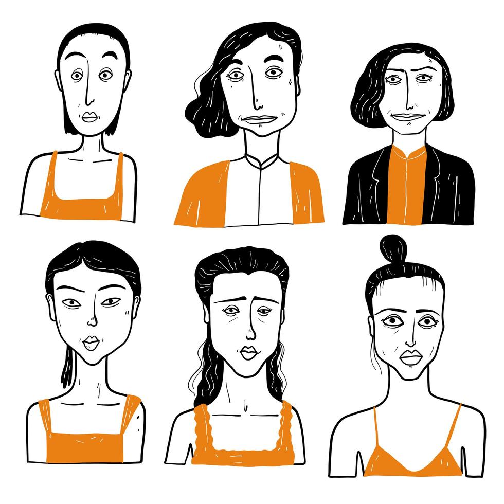 verschillende gezichten van vrouwen met tanktops vector