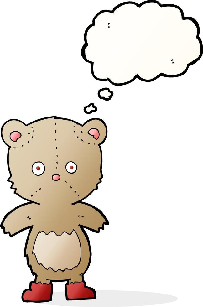 tekenfilm teddy beer met gedachte bubbel vector