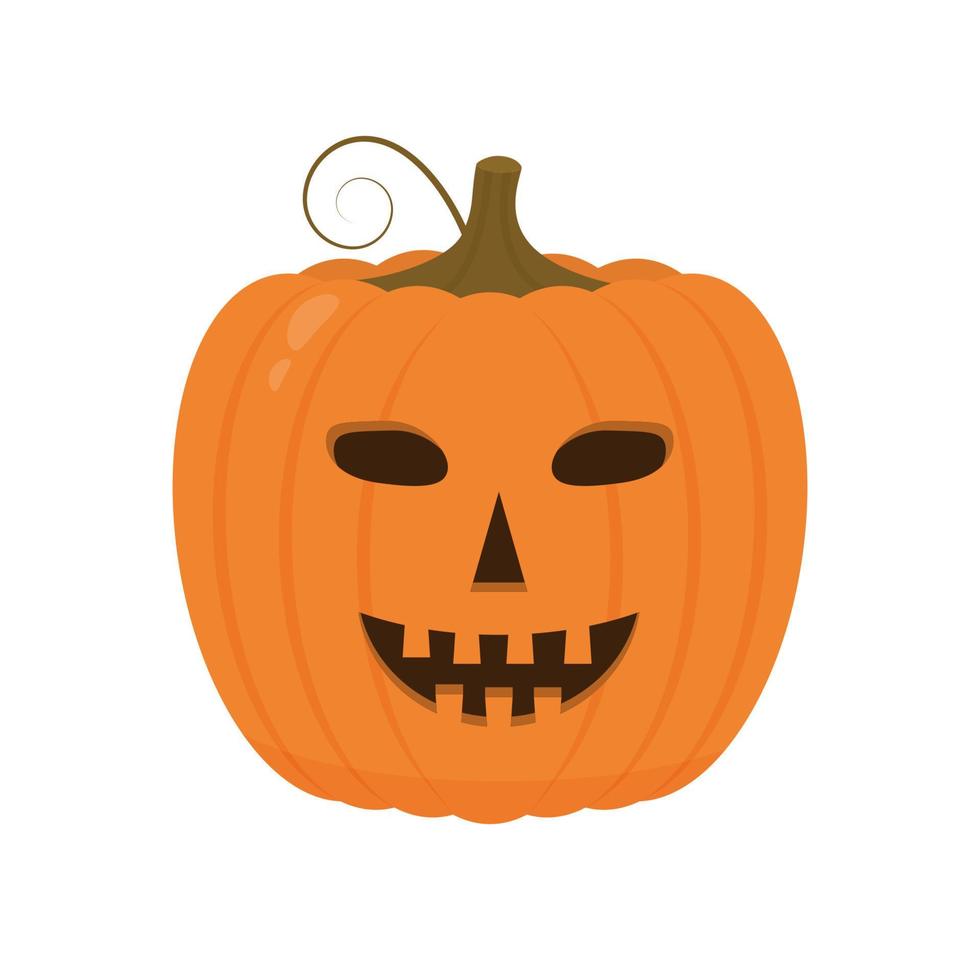 halloween pompoen met glimlachen gezicht icoon geïsoleerd Aan wit. schattig tekenfilm jack-o'-lantern. halloween partij decoraties. gemakkelijk naar Bewerk vector sjabloon.