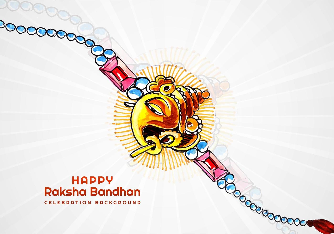 gelukkig raksha bandhan handgeschilderde kaart vector