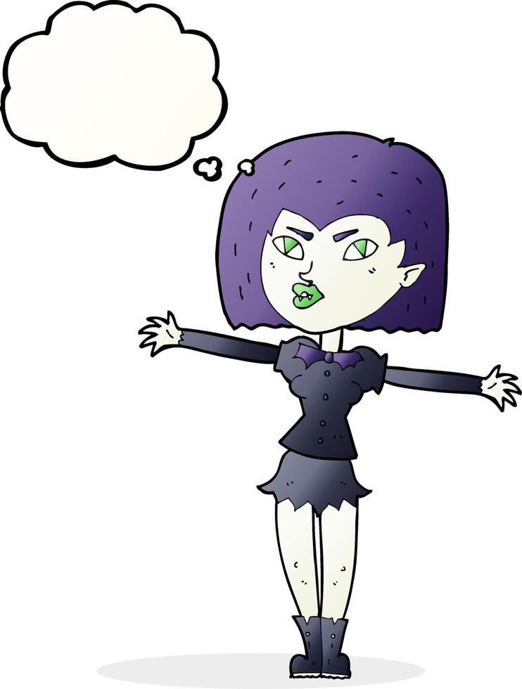 tekenfilm vampier meisje met gedachte bubbel vector