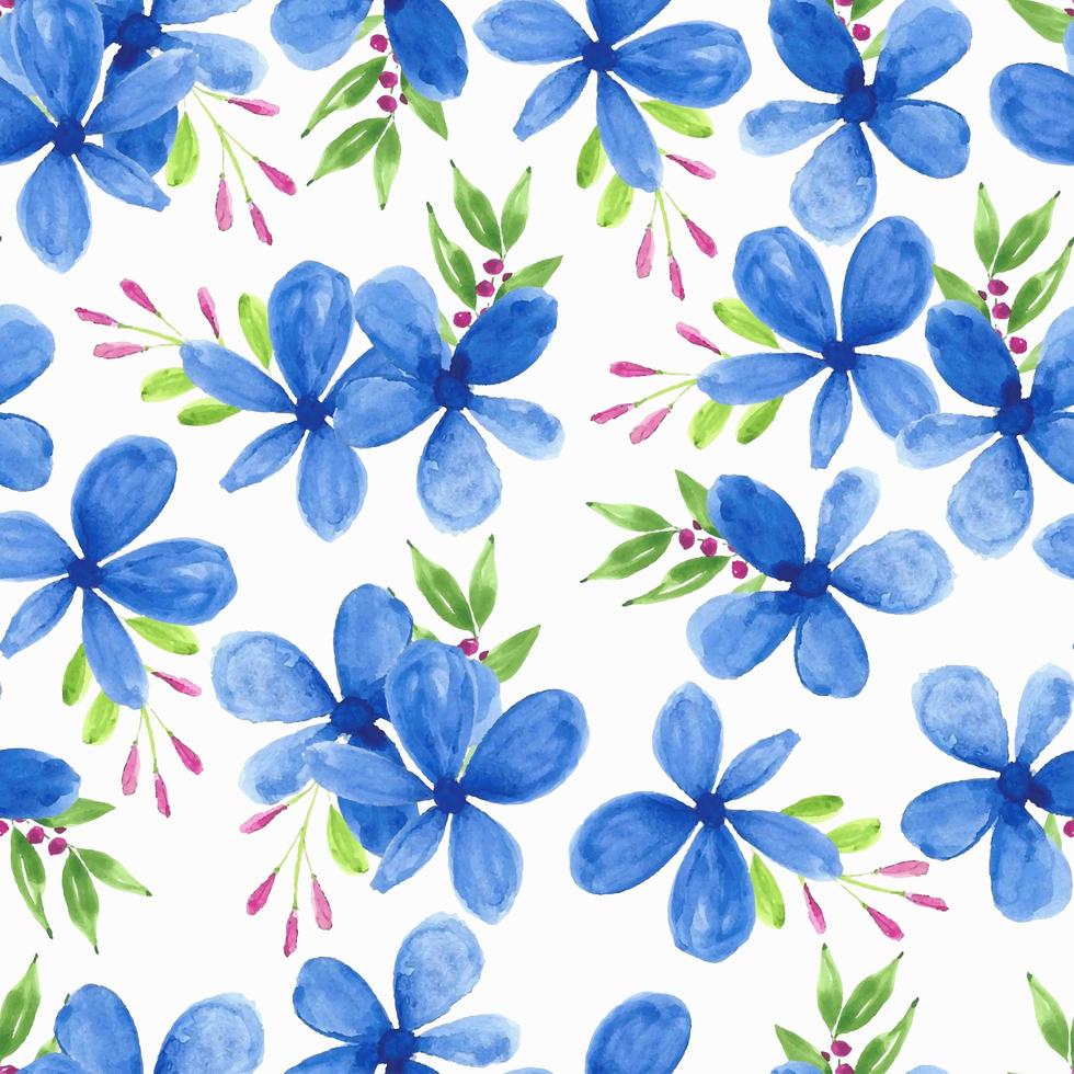 blauw bloemblaadje bloemenpatroon aquarel vector