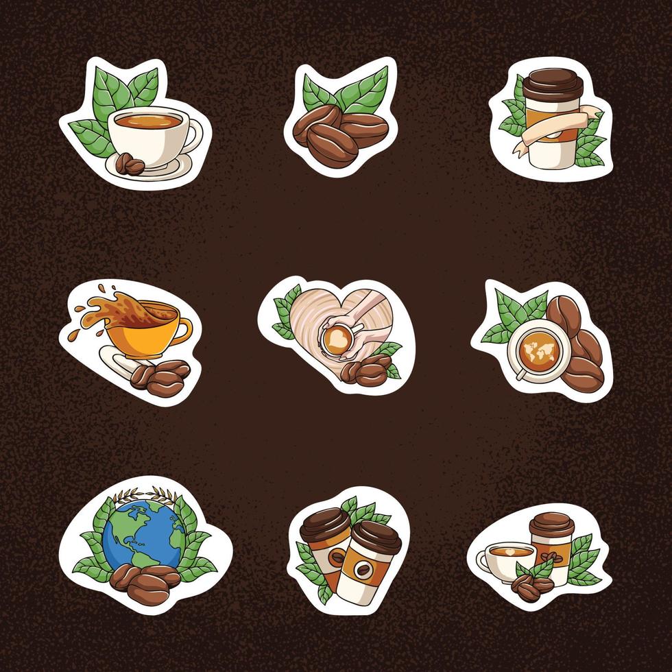 sticker reeks koffie dag thema concept vector