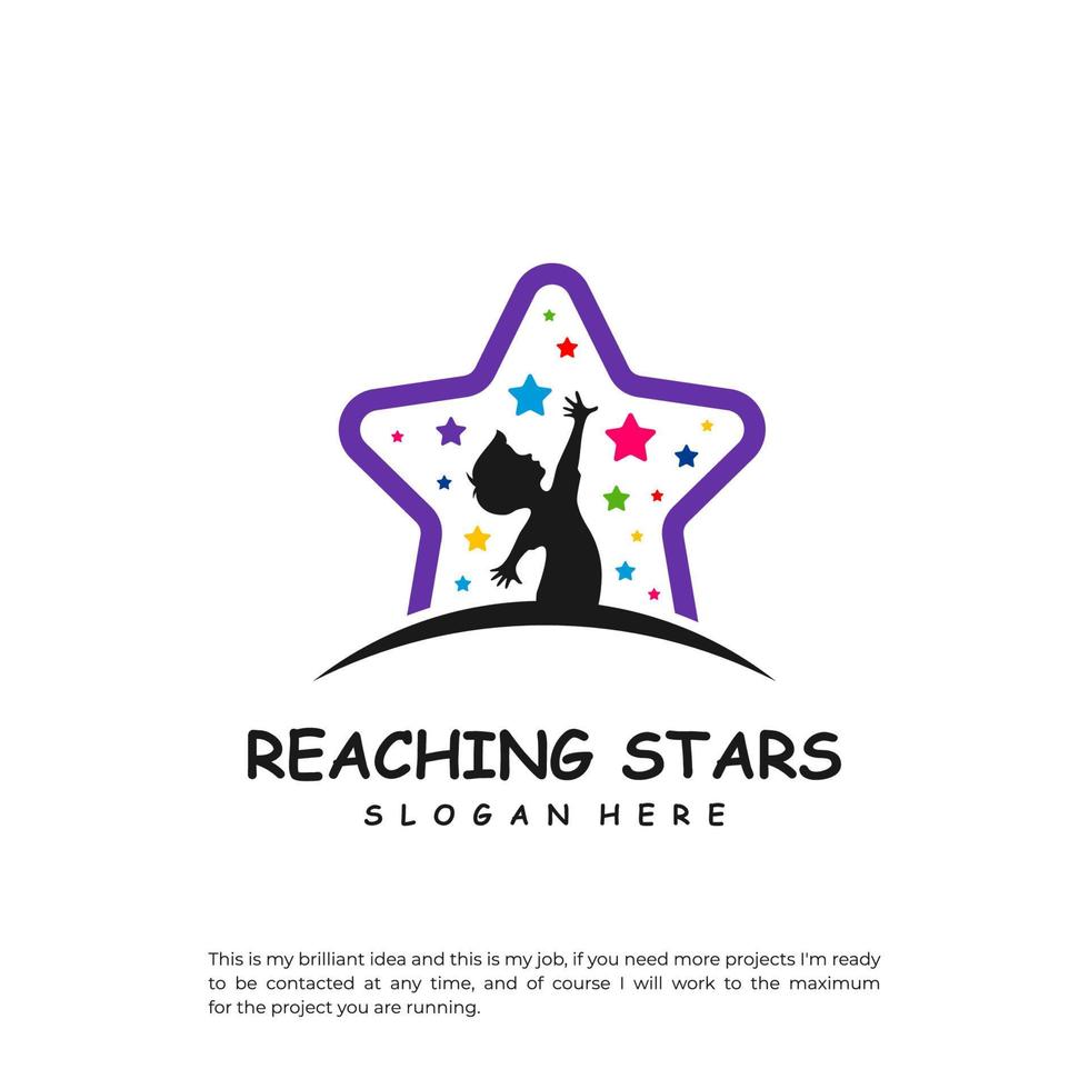 bereiken sterren logo ontwerp sjabloon. droom ster logo vector. embleem, kleurrijk, creatief icoon symbool vector