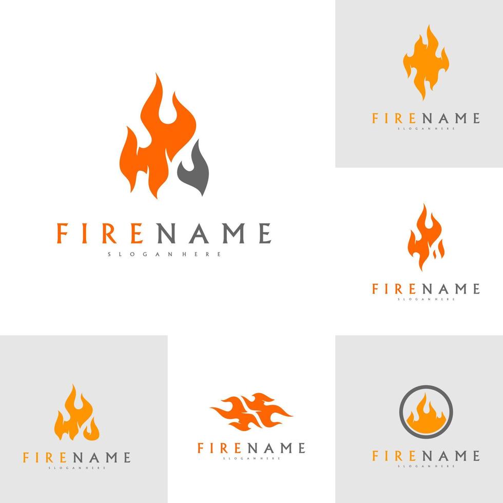 brand vlammen, reeks van brand logo ontwerp inspiratie vector pictogrammen