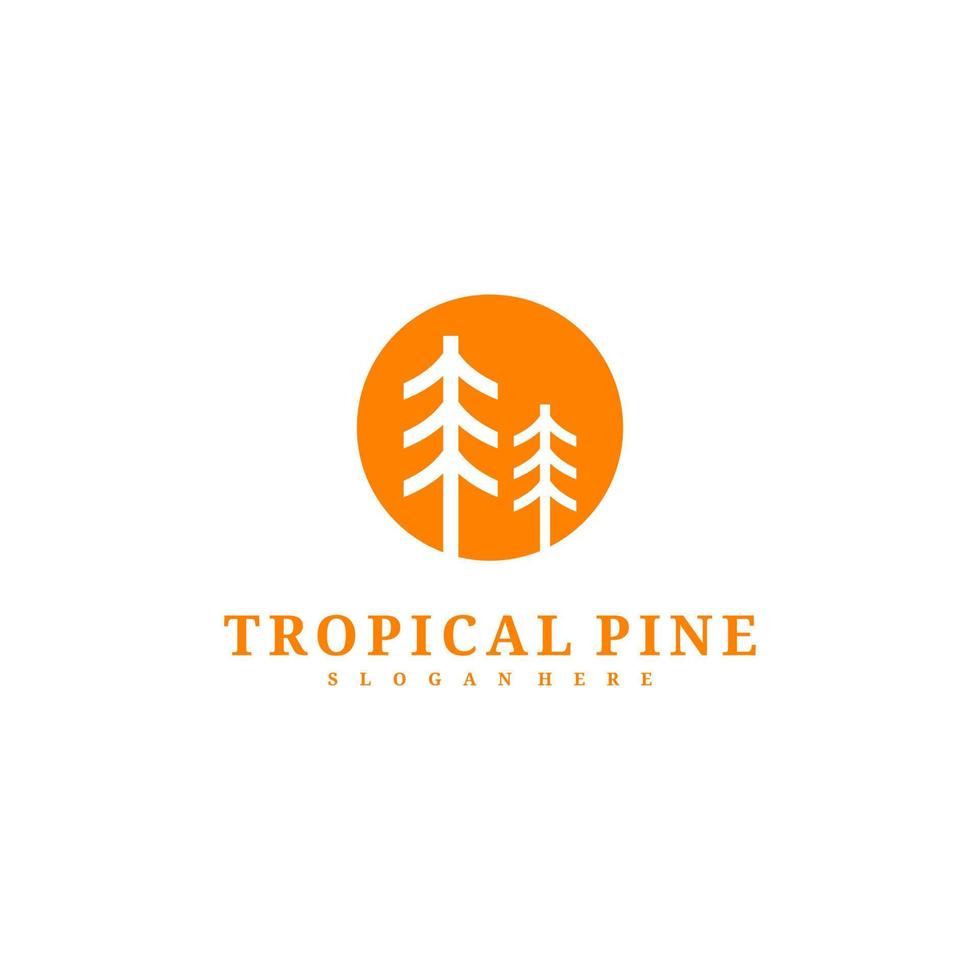 pine tree logo vector ontwerpsjabloon, tropisch woud logo concepten illustratie.