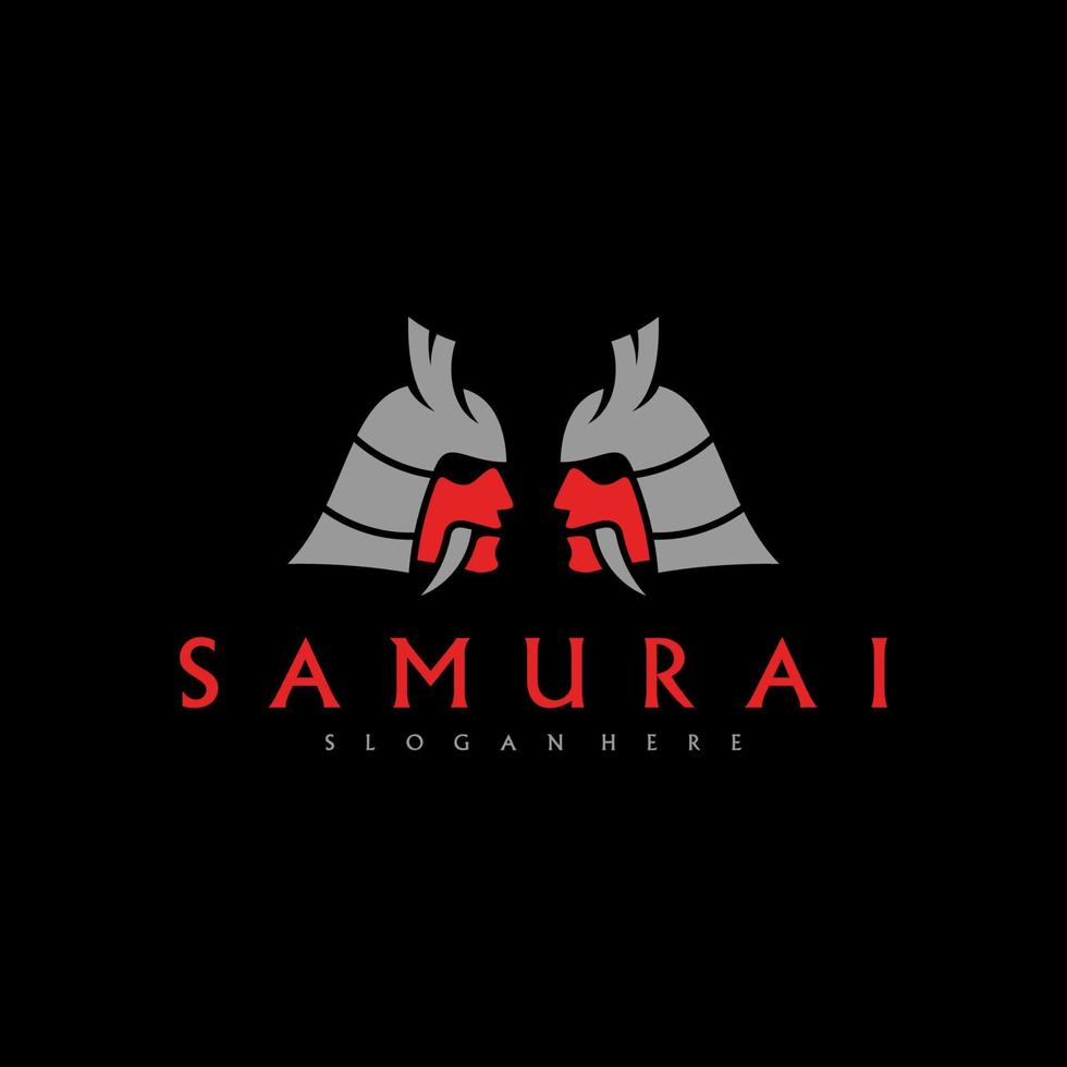 samurai hoofd logo ontwerp vector. samurai krijger logo sjabloon vector