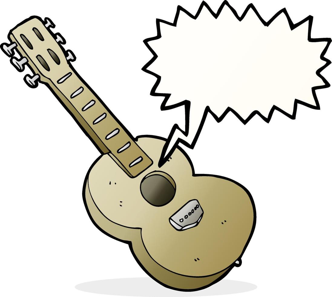tekenfilm gitaar met gedachte bubbel vector